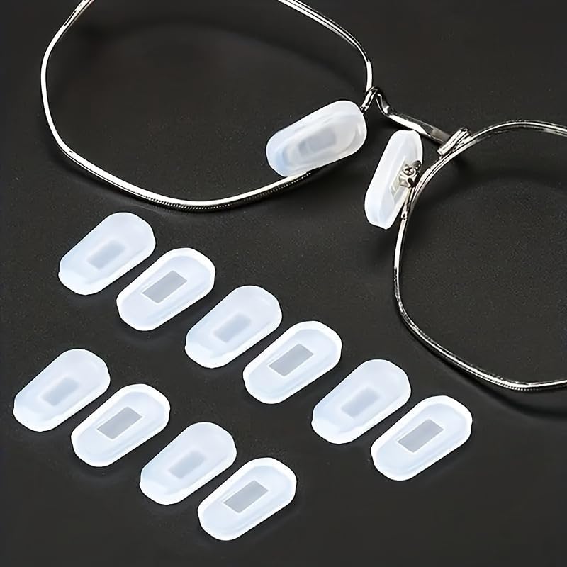 KECHIO Eyeglass Nose Pads Covers Slip-on Silicone Glasses Nose Pad Anti Slip Soft Nose Pads for Eyeglasses Repair Kit(5 Pairs), Clear/L - Image 2